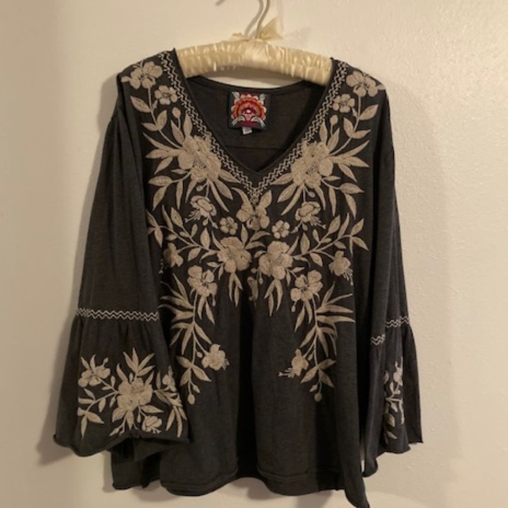 Johnny Was Adele top with bell sleeves